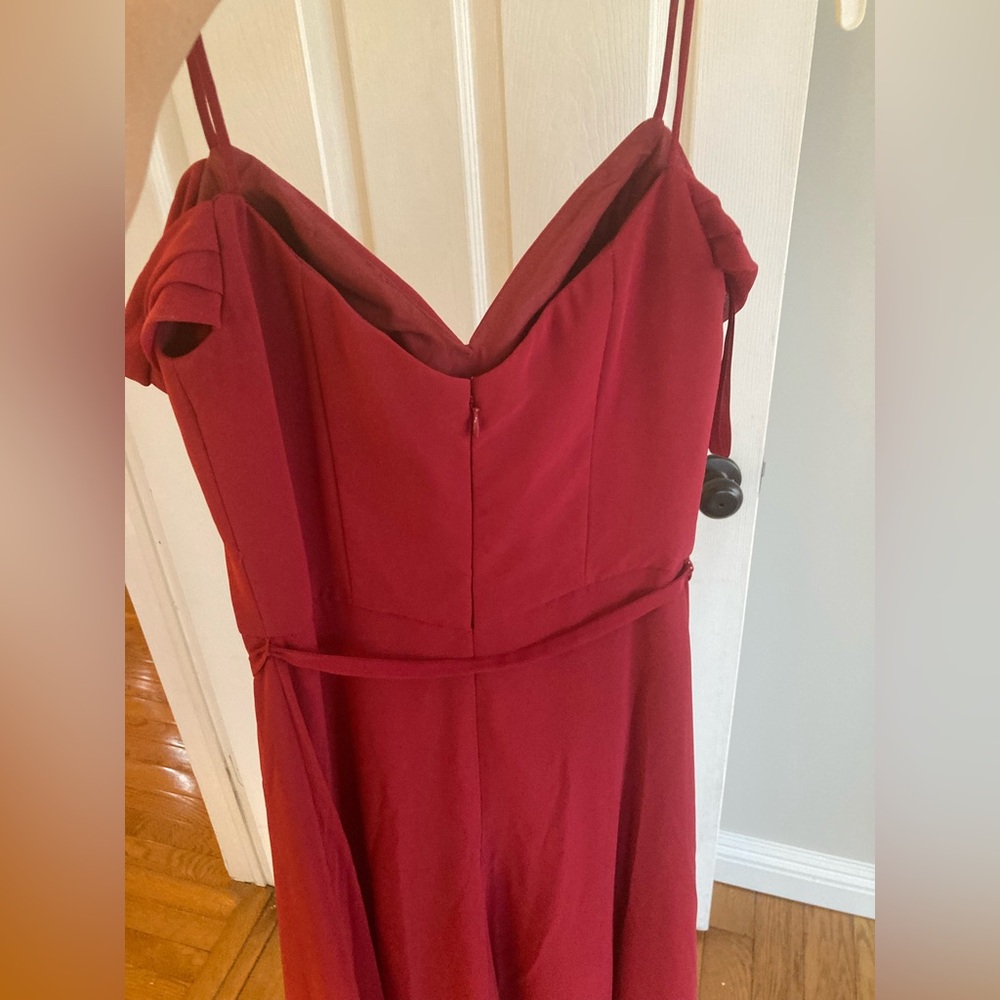 Mori Lee off the shoulder crimson Red gown - Picture 6 of 8
